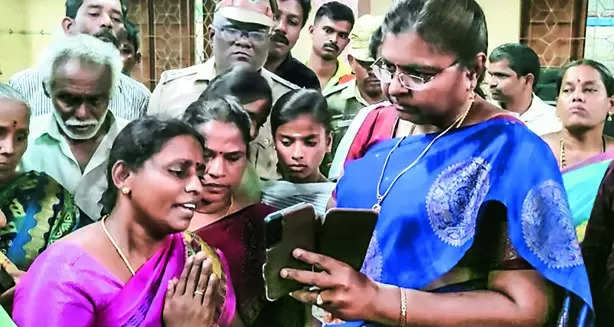 Stalin interacts with inmates of flood relief camp in Erode