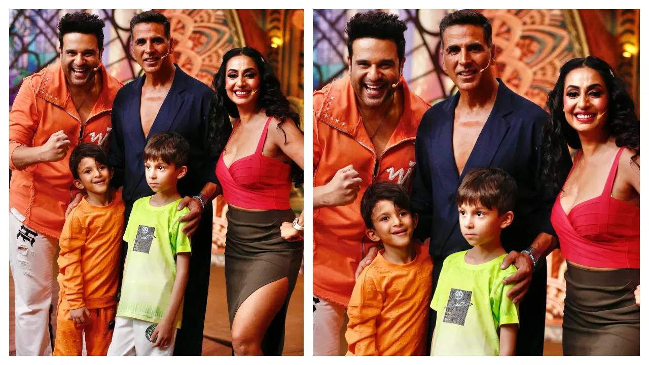 Laughter Chefs: Krushna Abhishek reunites with his 'Entertainment' co-star Akshay Kumar; the Bollywood star poses for pics with Kashmera Shah and their kids