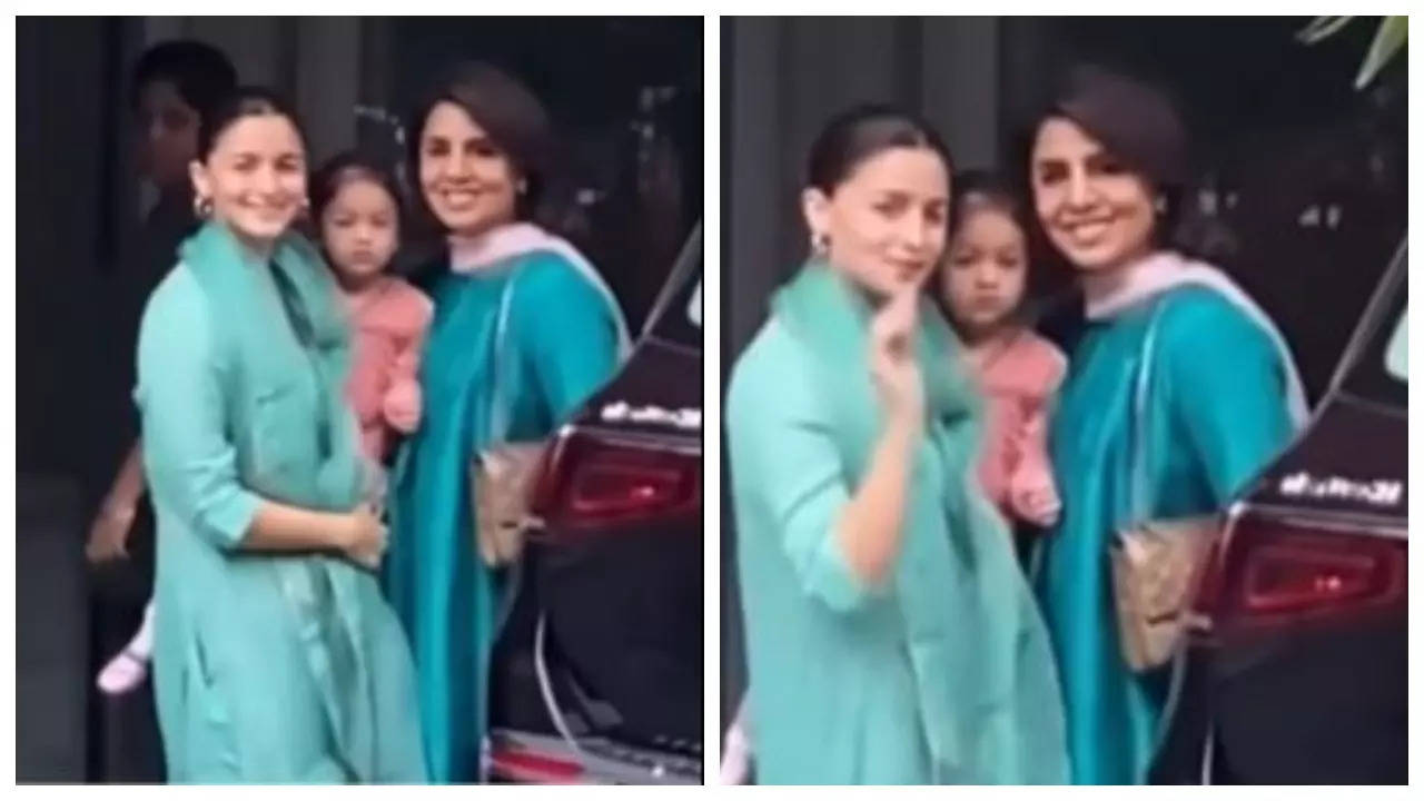 Alia Bhatt, Raha Kapoor and Neetu Kapoor stun in ethnic outfits as they arrive at Randhir Kapoor’s house for Raksha Bandhan celebration – WATCH video |