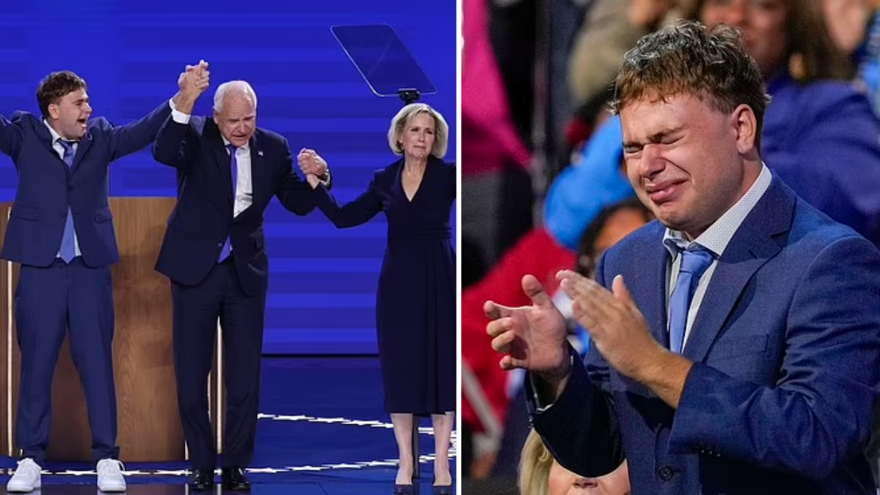 ‘That’s my dad!’: Tim Walz’s son Gus bursts into tears during father's emotional DNC speech