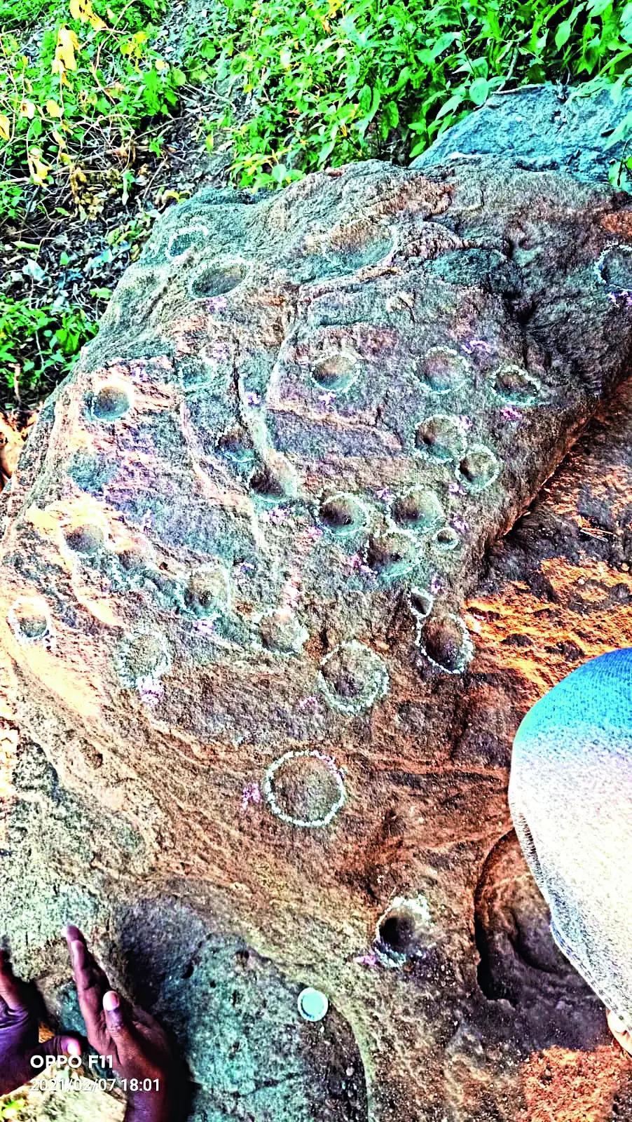 Megalithic rock cupules found near Rockfort in Dindigul