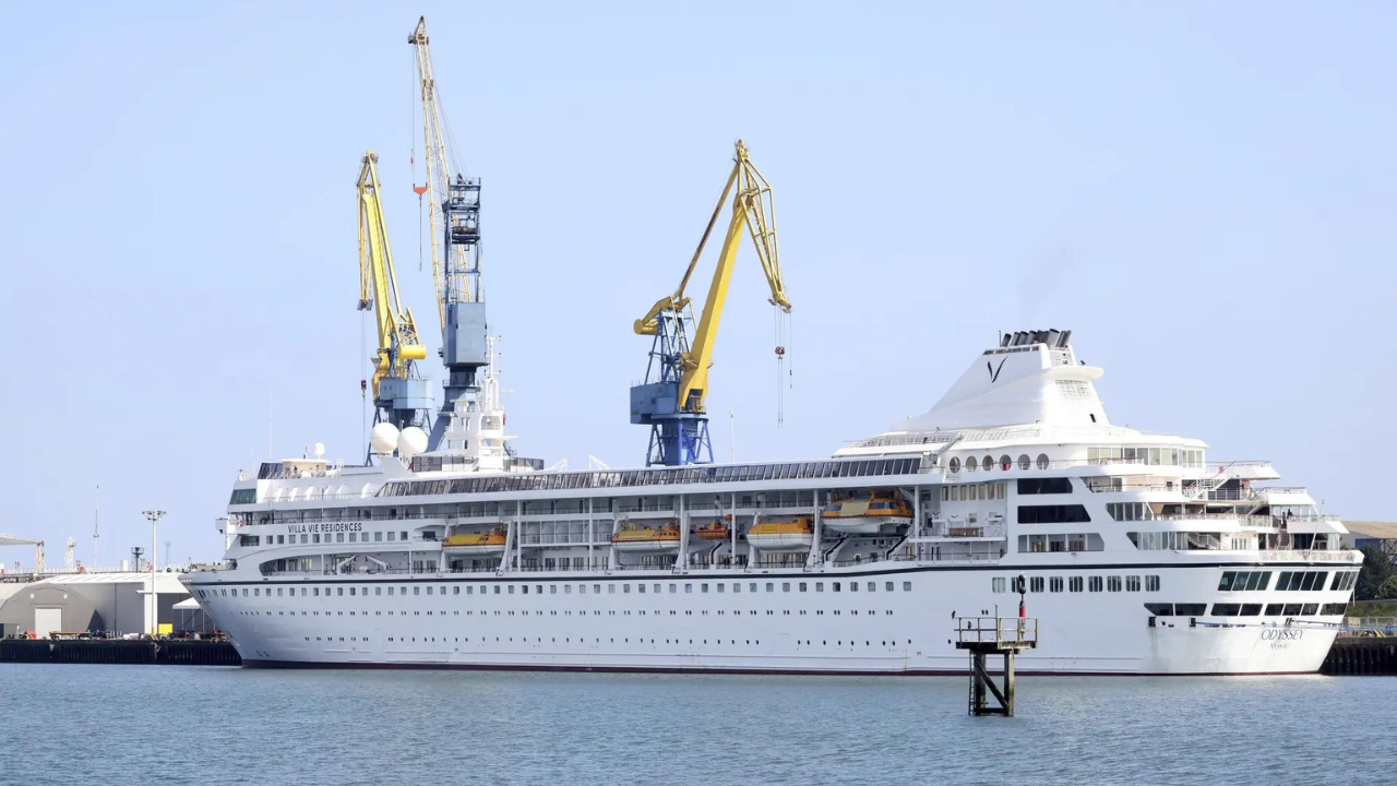 Ship scheduled for world cruise in May has been stranded in Belfast for past three months