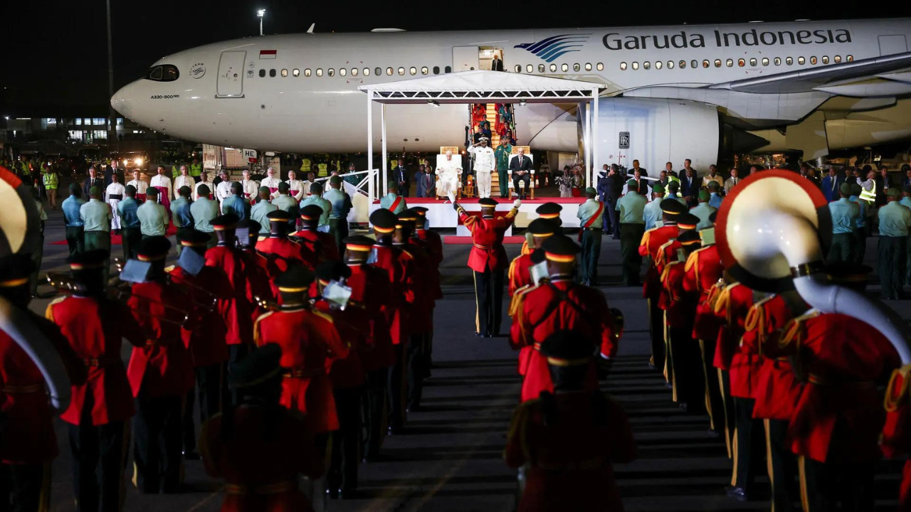 Pope Francis arrives in Papua New Guinea, country two of 12-day trip