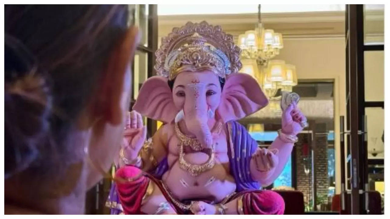 Shah Rukh Khan gives us a glimpse of Gauri Khan as he shares photo from his Ganpati celebrations at home; wishes his fans 'health, joy, and lots of modaks' | Filmymeet