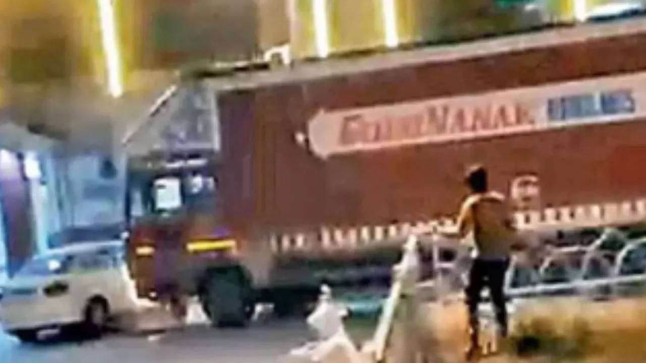 Denied food, driver from MP crashes steel-laden truck into eatery & 2 cars