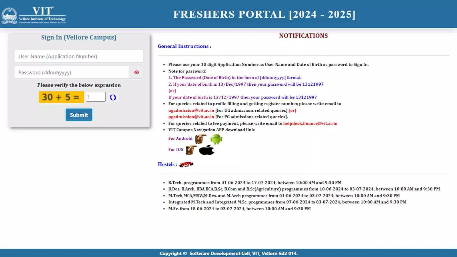 VITREE 2025 registration begins at admissions.vit.ac.in; Check direct link here