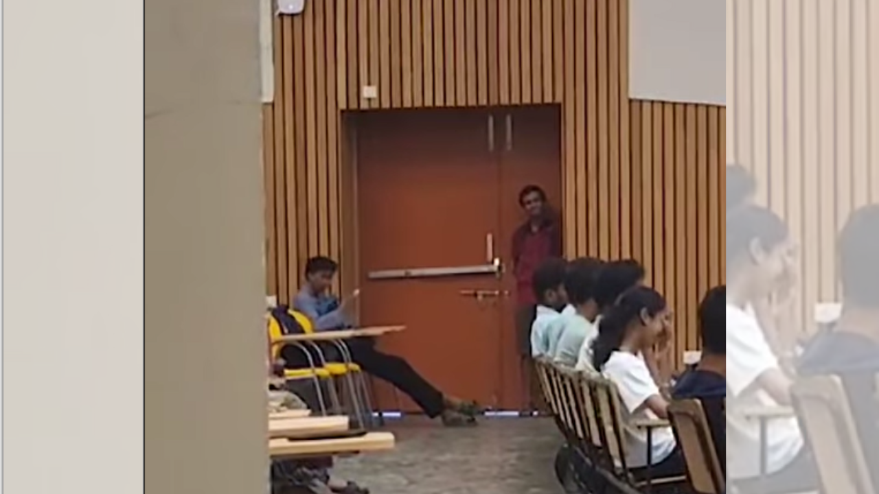 Viral video: IIT student tries to enter late, retreats as class erupts in laughter