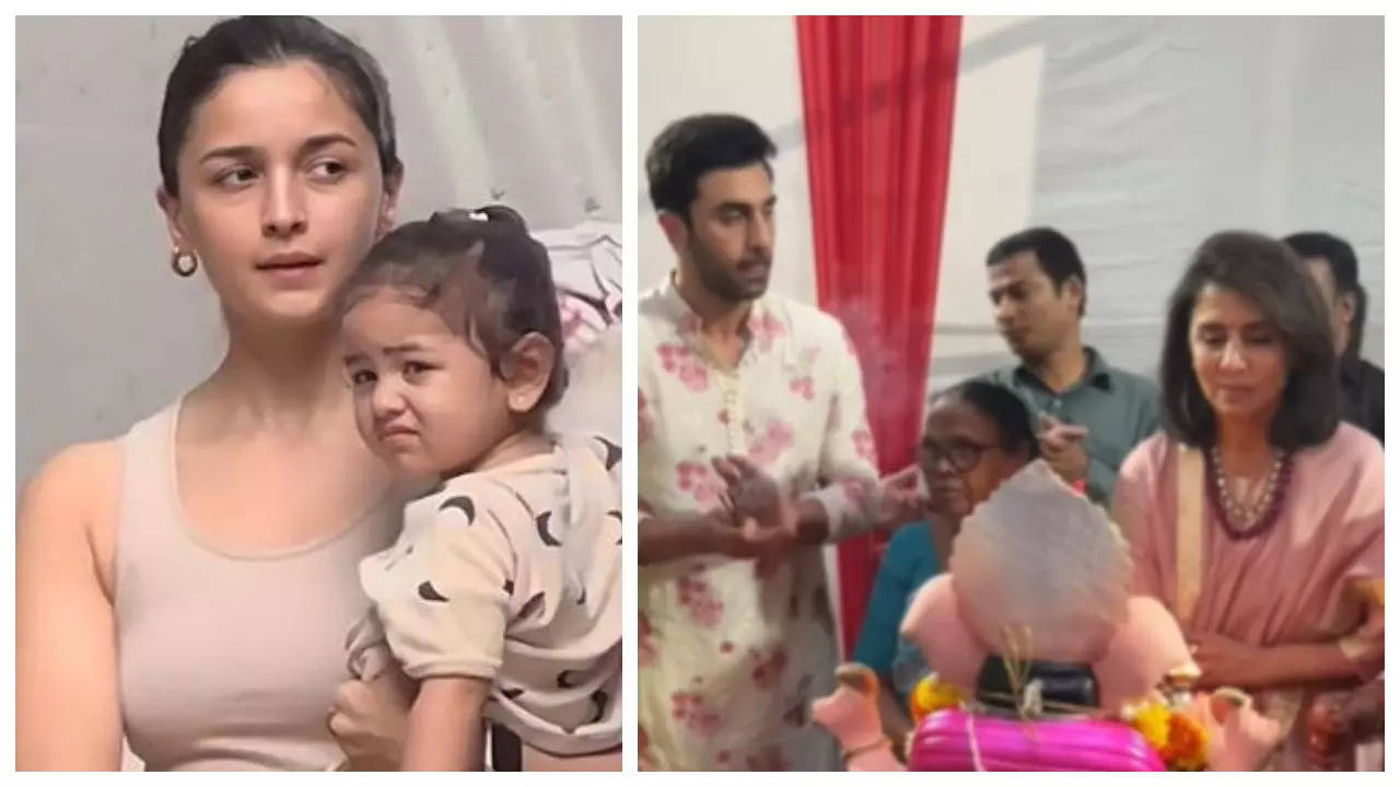 Alia Bhatt enjoys evening ride with daughter Raha while Ranbir Kapoor performs Ganpati visarjan with Neetu Kapoor - See photos | Filmymeet