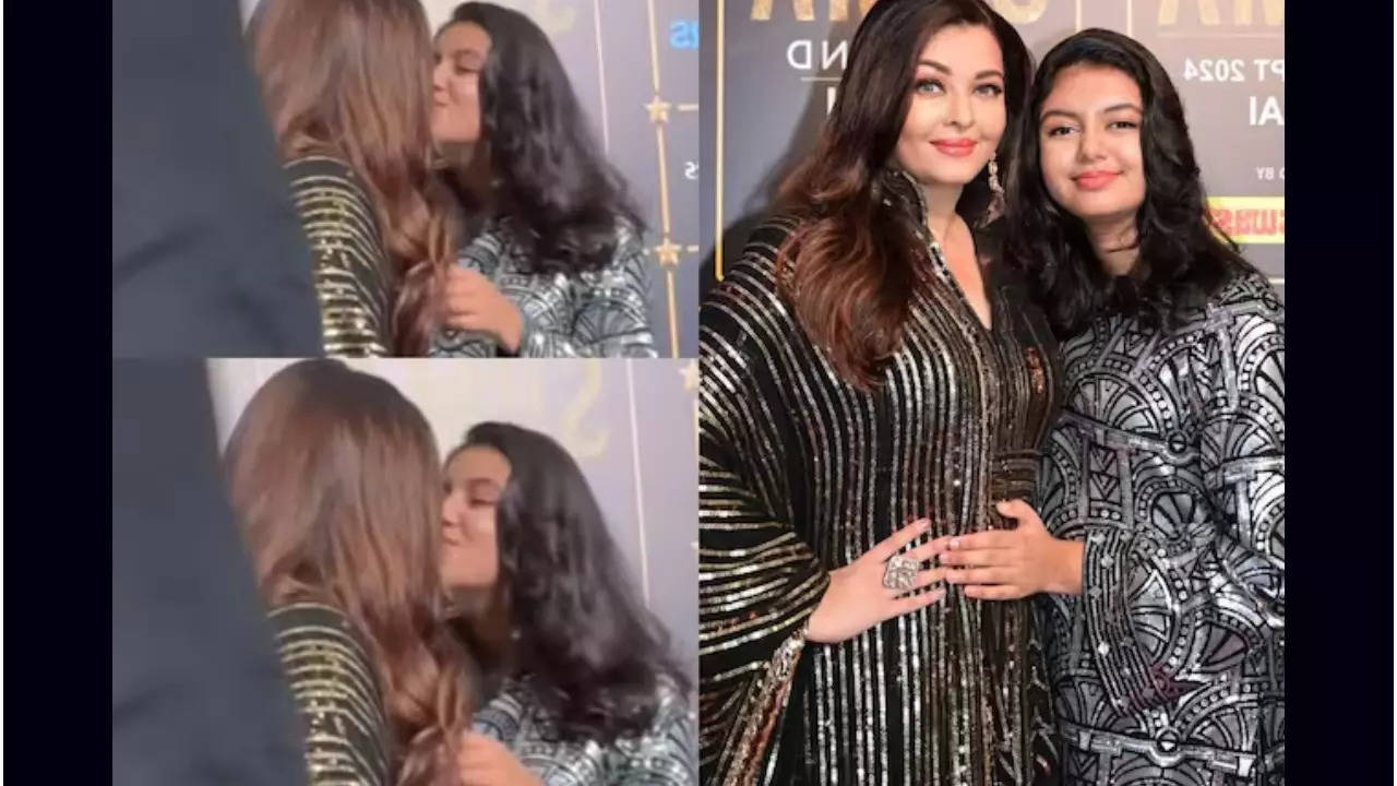 Aishwarya Rai kisses Aaradhya Bachchan at an award function; Abhishek Bachchan gives the event a miss | Filmymeet