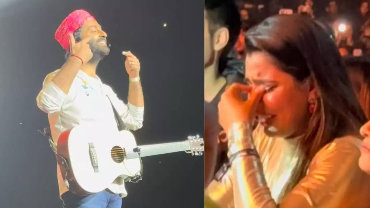 WATCH: Arijit Singh's emotional gesture towards a crying fan wins hearts at London concert | Hindi Movie News Filmymeet