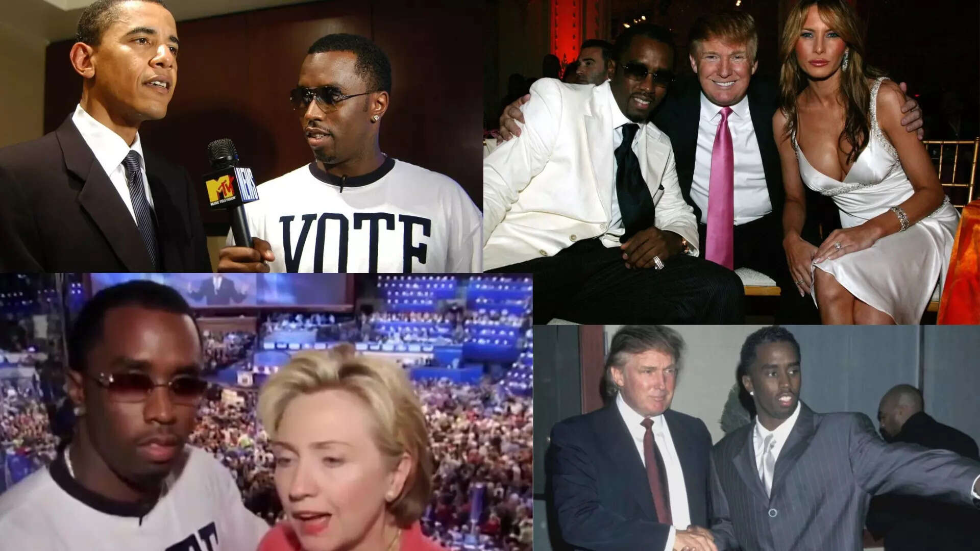 Diddy with Obama, Trump and Clinton