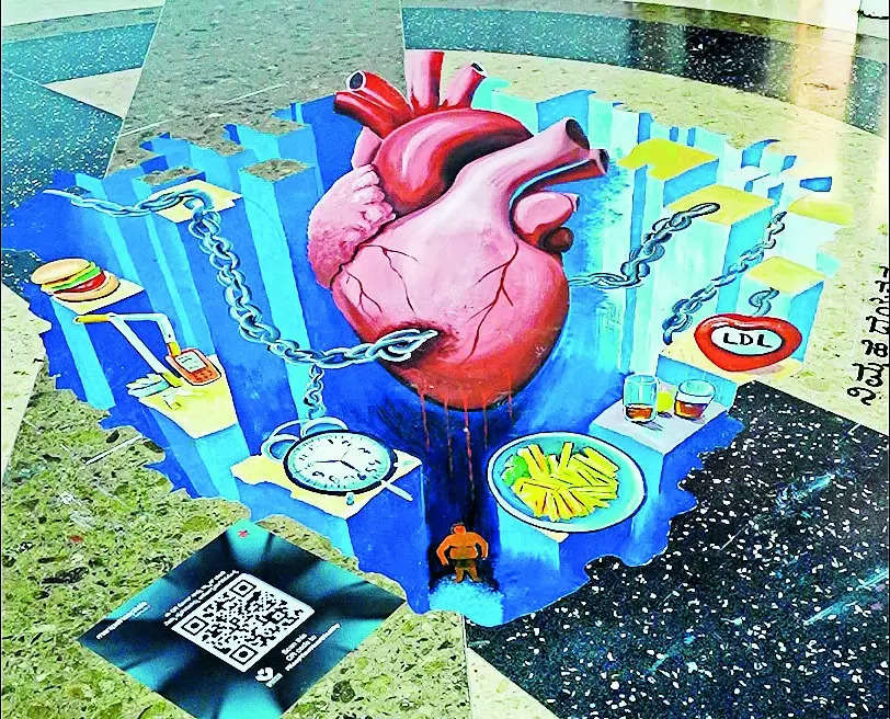 Find how unhealthy habits changes the shade of your heart through 3D murals