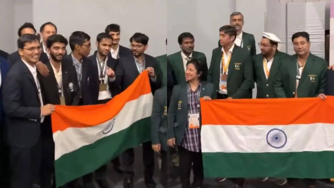 Viral Video: Pak team holds Indian flag during Chess Olympiad