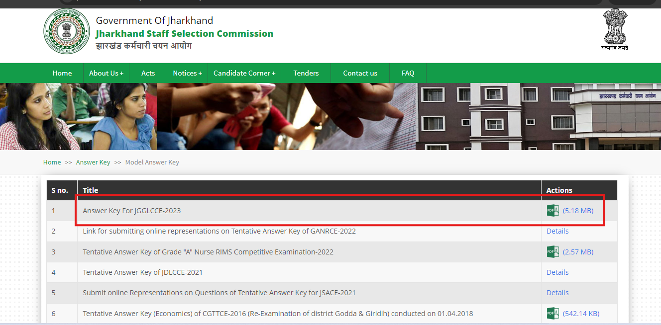 JGGLCCE Answer Key 2024 released at jssc.nic.in: Direct link to check here