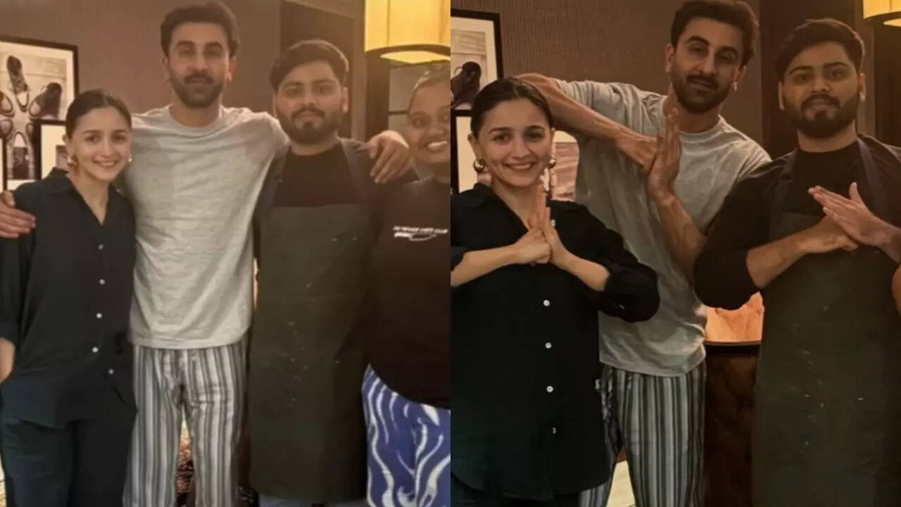 Ranbir Kapoor strikes a pose in casual look alongside Alia Bhatt