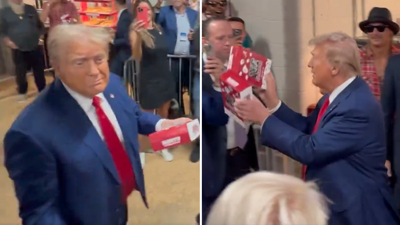 Watch: Trump tosses popcorn at stadium crowd that chants 'USA' on his entry