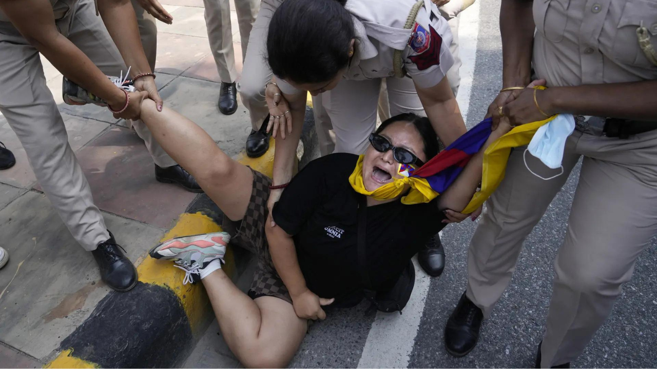 Tibetan group in India protests against China and human rights situation in homeland