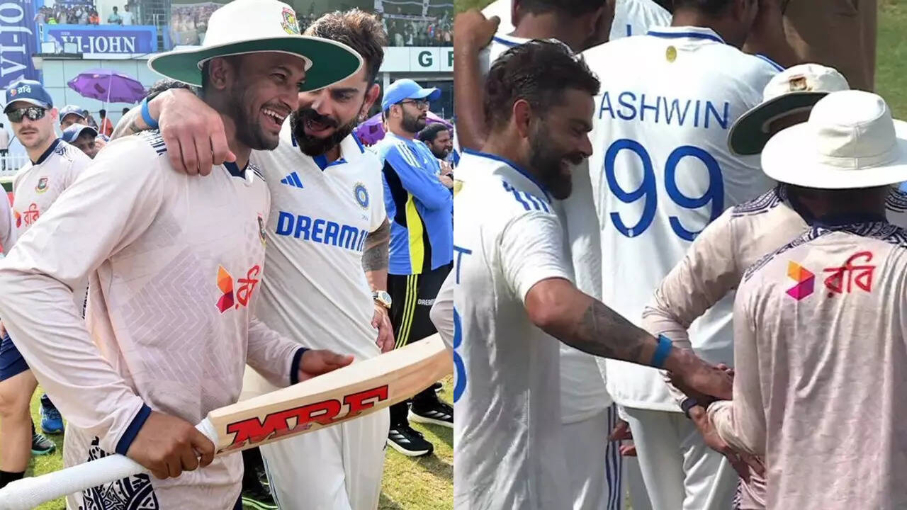 Gesture of Sportsmanship! Kohli gifts bat to Shakib