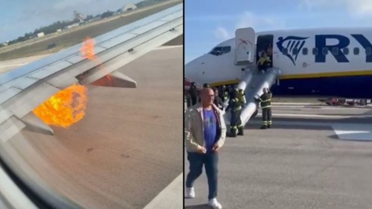 Ryanair Boeing jet with 184 on board catches fire in Italy before take-off