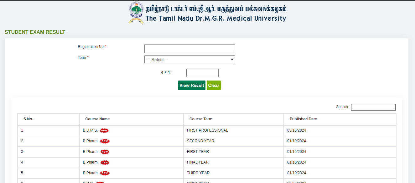 Dr. MGR Medical University result 2024 released for various programmes at tnmgrmu.ac.in: Direct link here