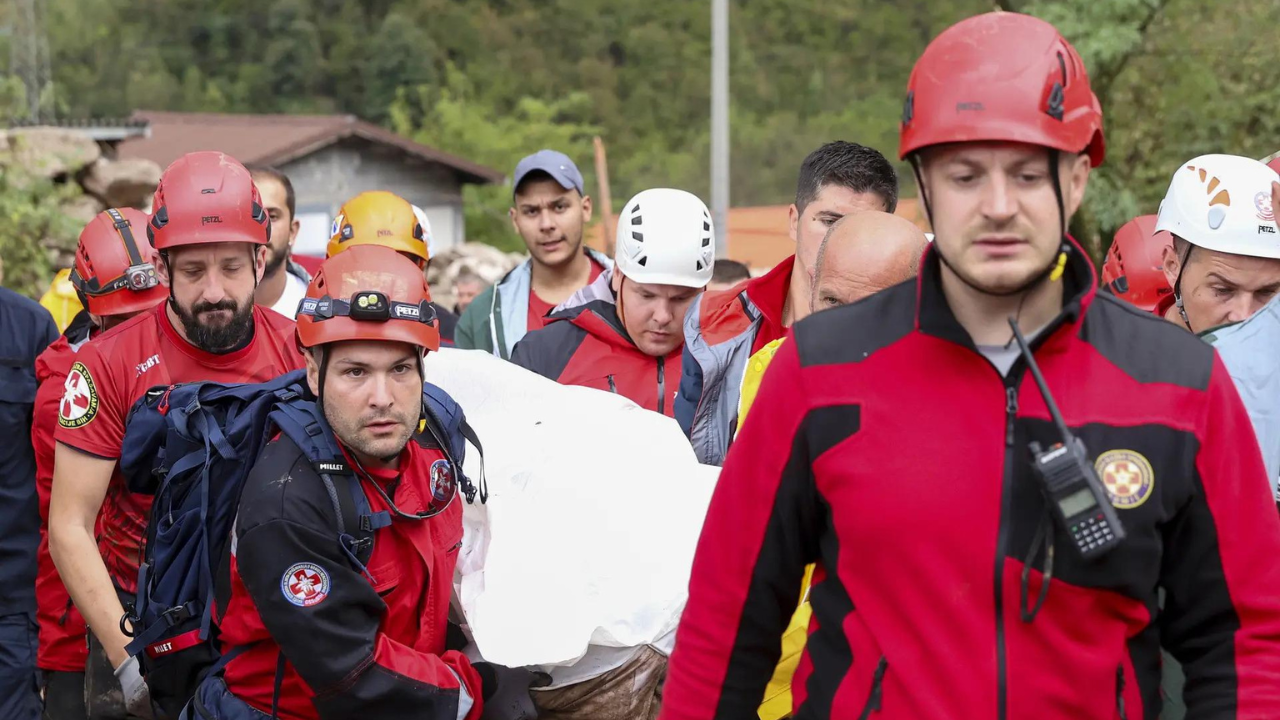 International rescue teams arrive in Bosnia after devastating floods and landslides