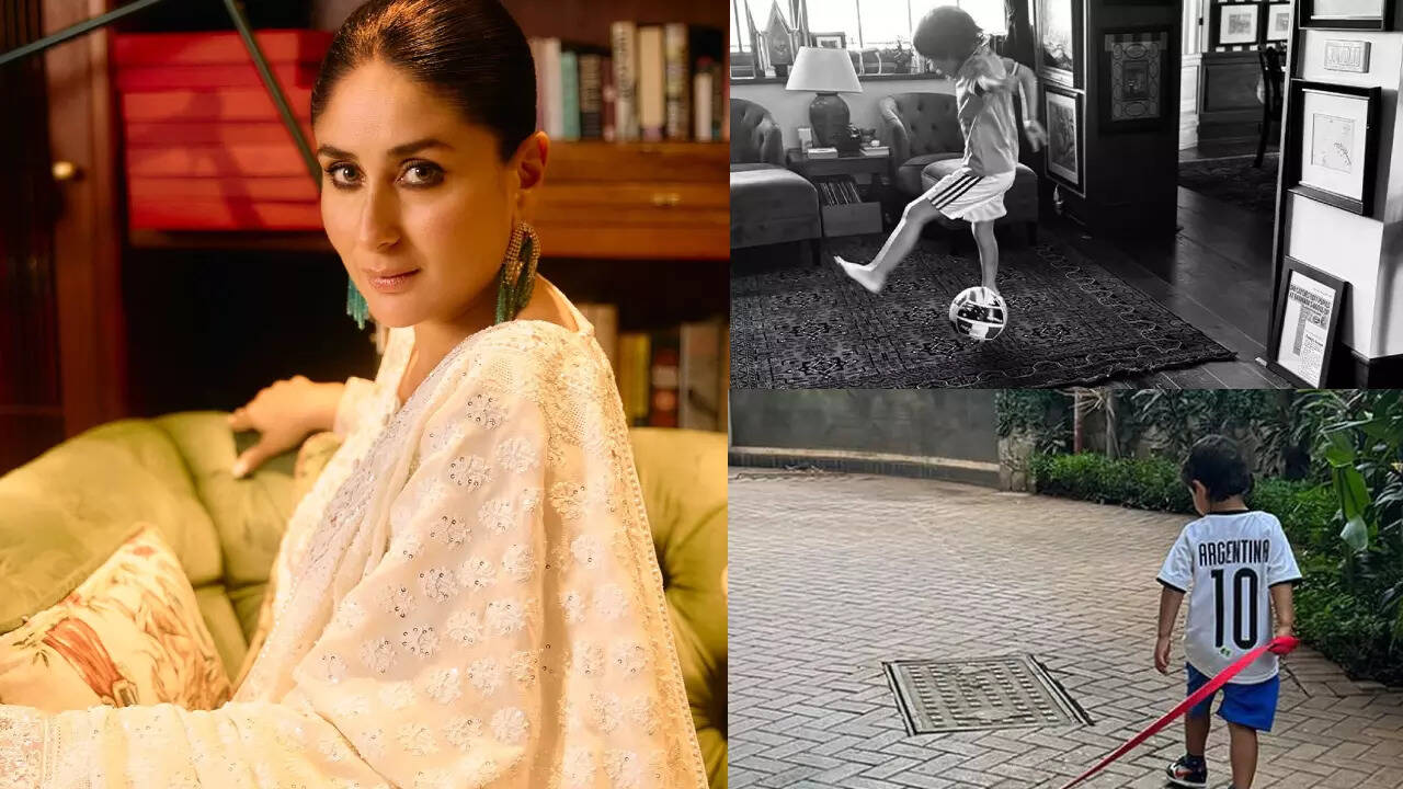 Kareena with Taimur-Jeh after their soccer practice