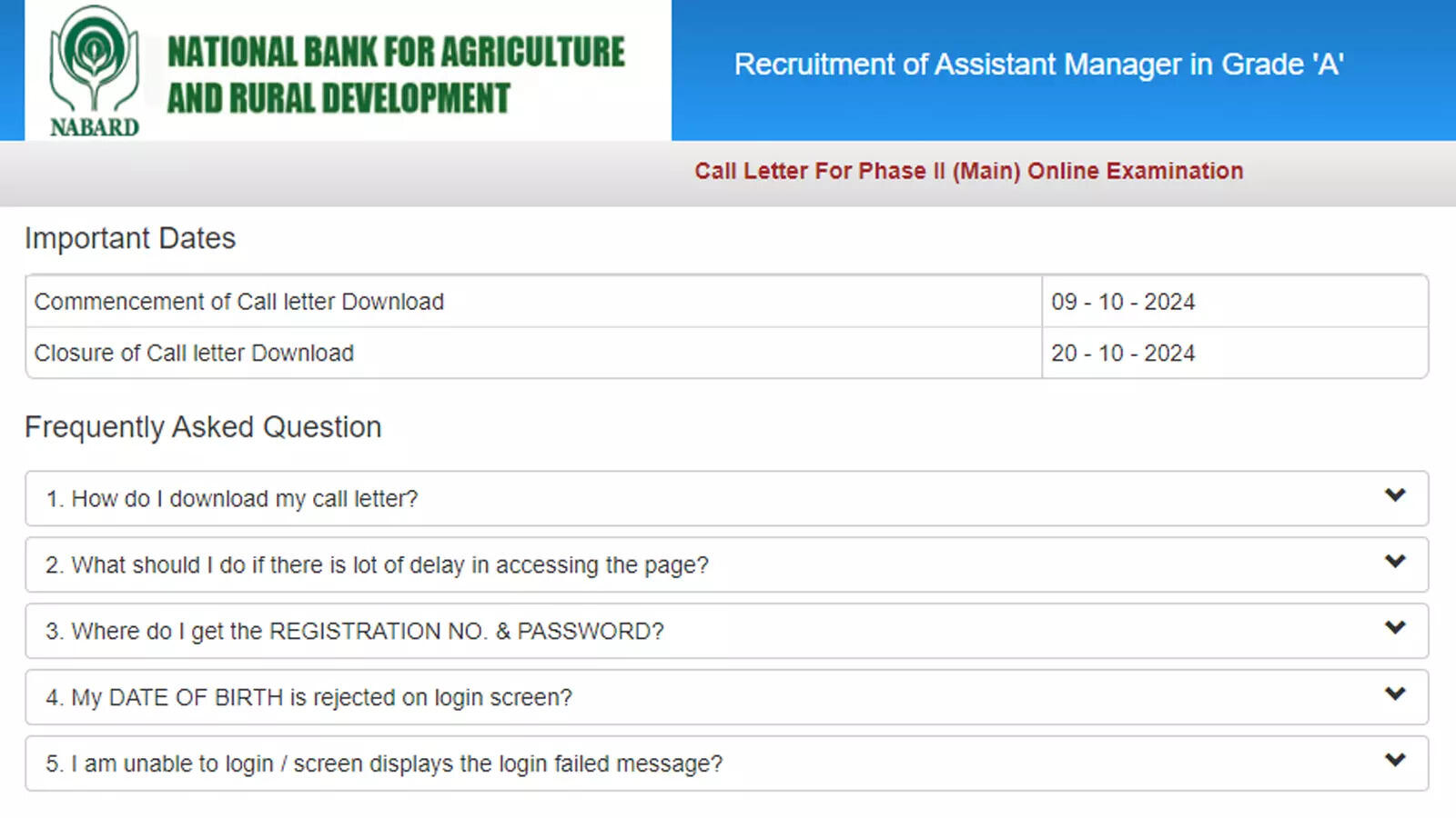 NABARD Grade A Mains Admit Card 2024 Released at nabard.org: Check Direct Link Here