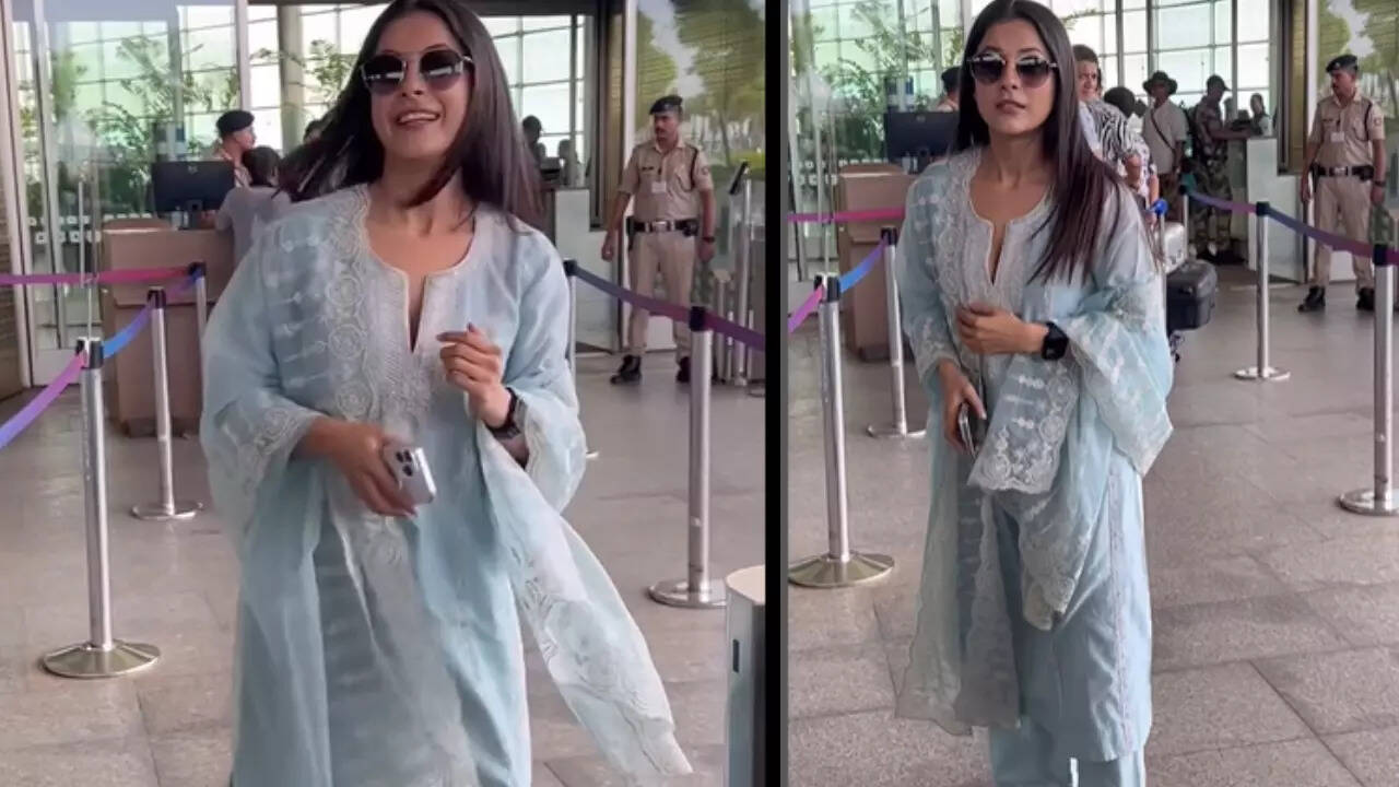 Shehnaaz Gill stuns in elegant ethnic airport look