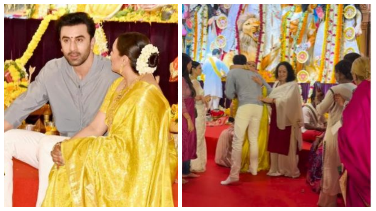 Ranbir, Rani, Kajol, Jaya at Durga Puja pandal - VIDEO