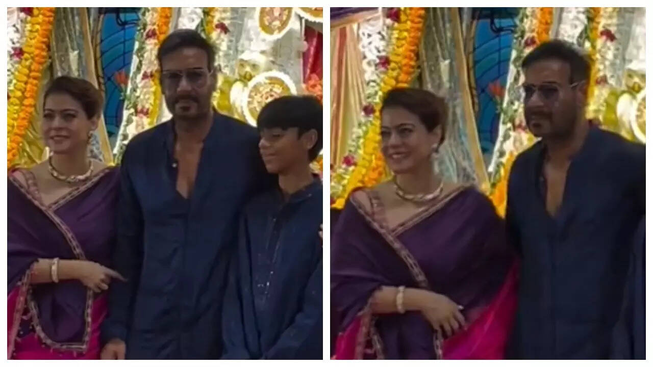 Kajol pinches Ajay while posing for pics - WATCH