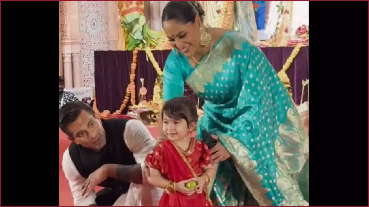 Bipasha's daughter Devi’s cute antics at Durga Puja