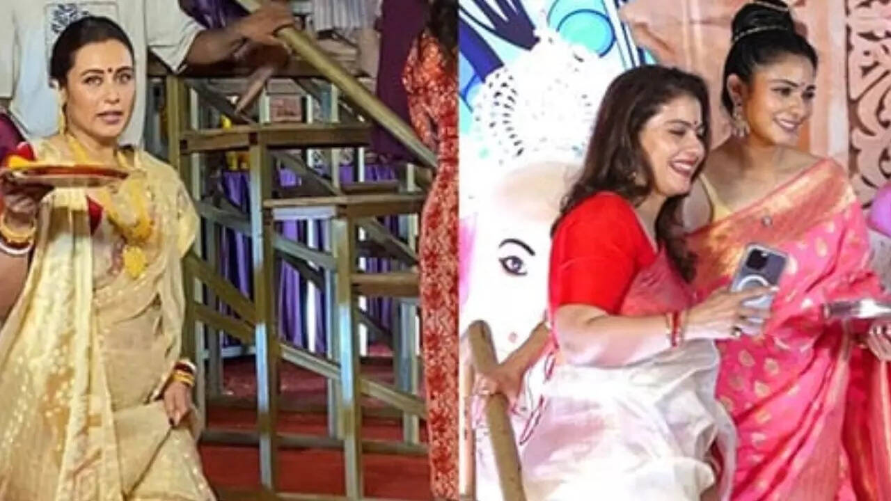Kajol and Rani celebrate Vijayadasami in traditional