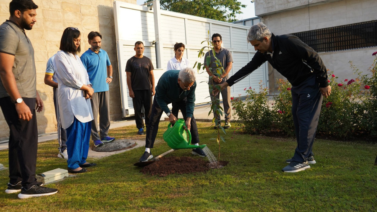 Jaishankar takes a stroll at IHC in Pakistan, plants sapling; see pics