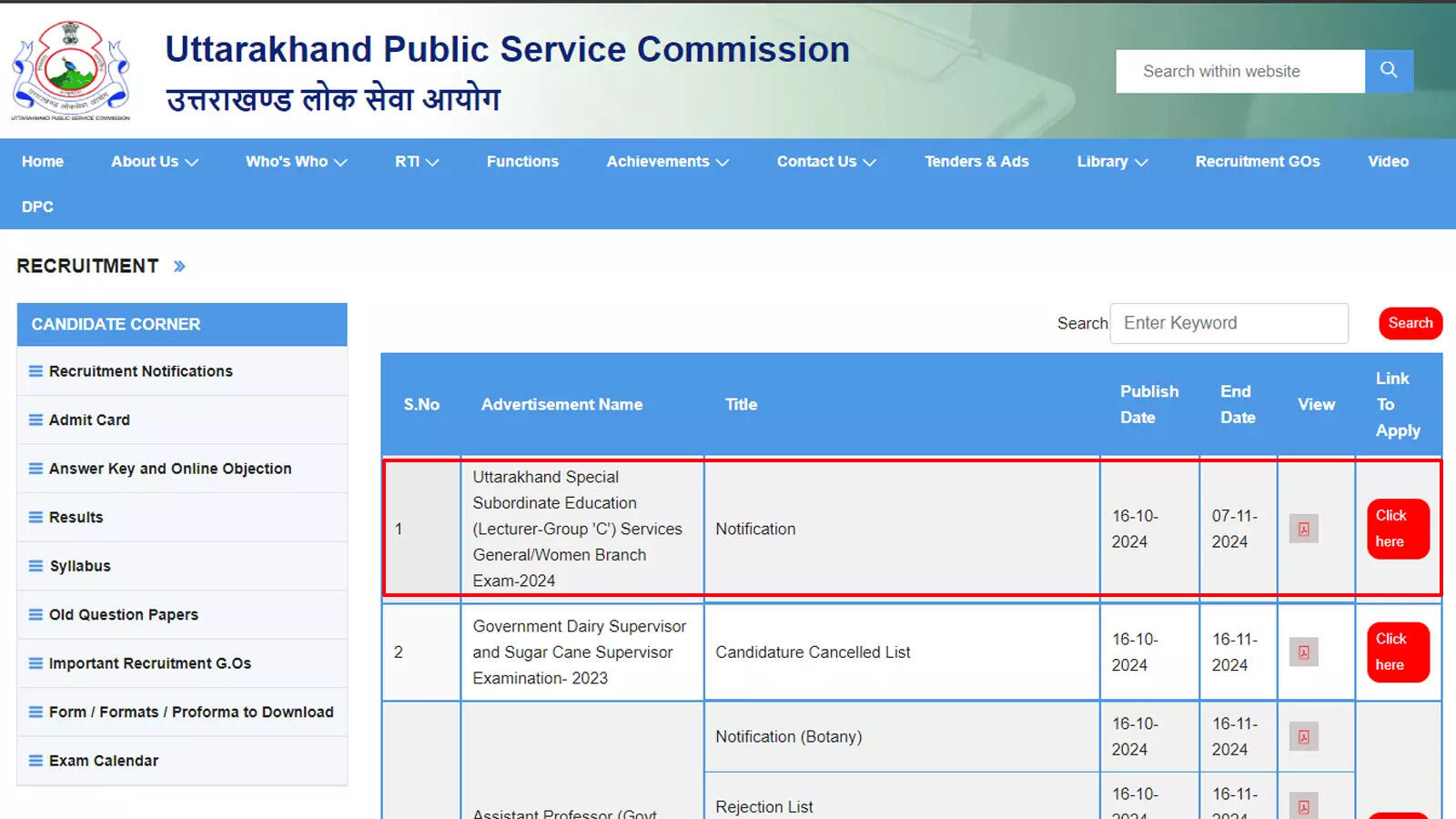 UKPSC Recruitment 2024: Notice for 613 Group C Lecturer posts released, apply from October 18