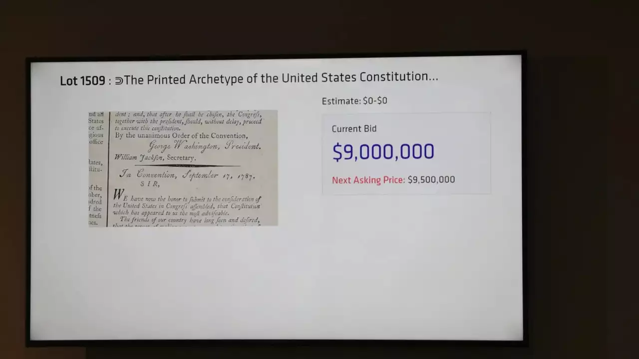 Centuries old copy of US Constitution sells for $9 million at North Carolina auction