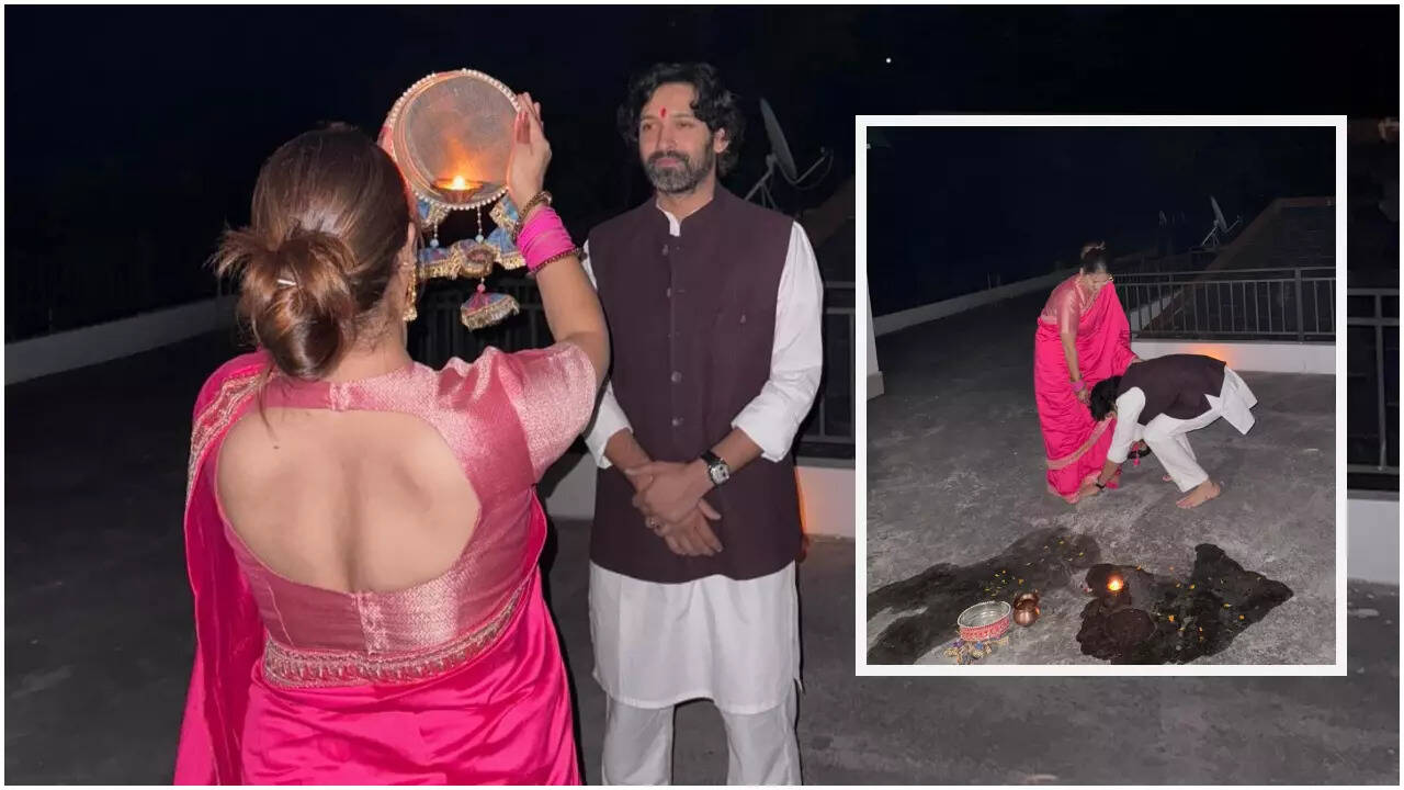 Vikrant touches his wife's feet on Karwa Chauth - Pic