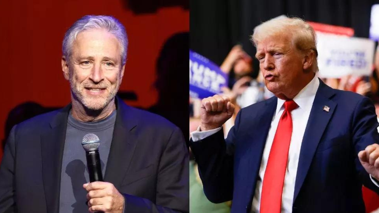 'Save democracy, give him the job': Jon Stewart on Donald Trump's McDonald's Visit