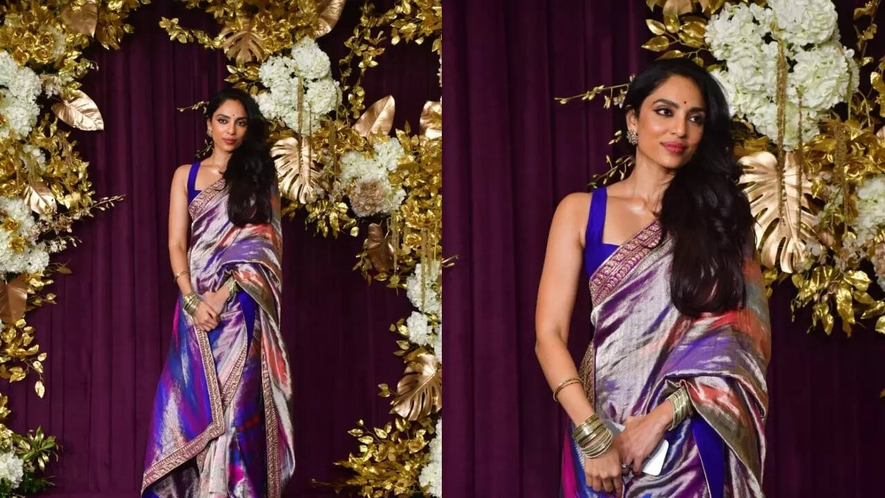 Sobhita looks royal in blue saree at MM's Diwali bash