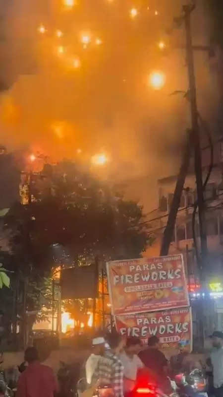 Watch: Firecracker shop goes up in flames in Hyderabad; stampede reported as people rush to escape blaze