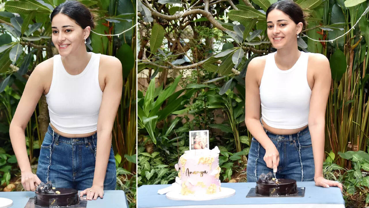 Ananya cuts cake with paparazzi on her b'day- Video