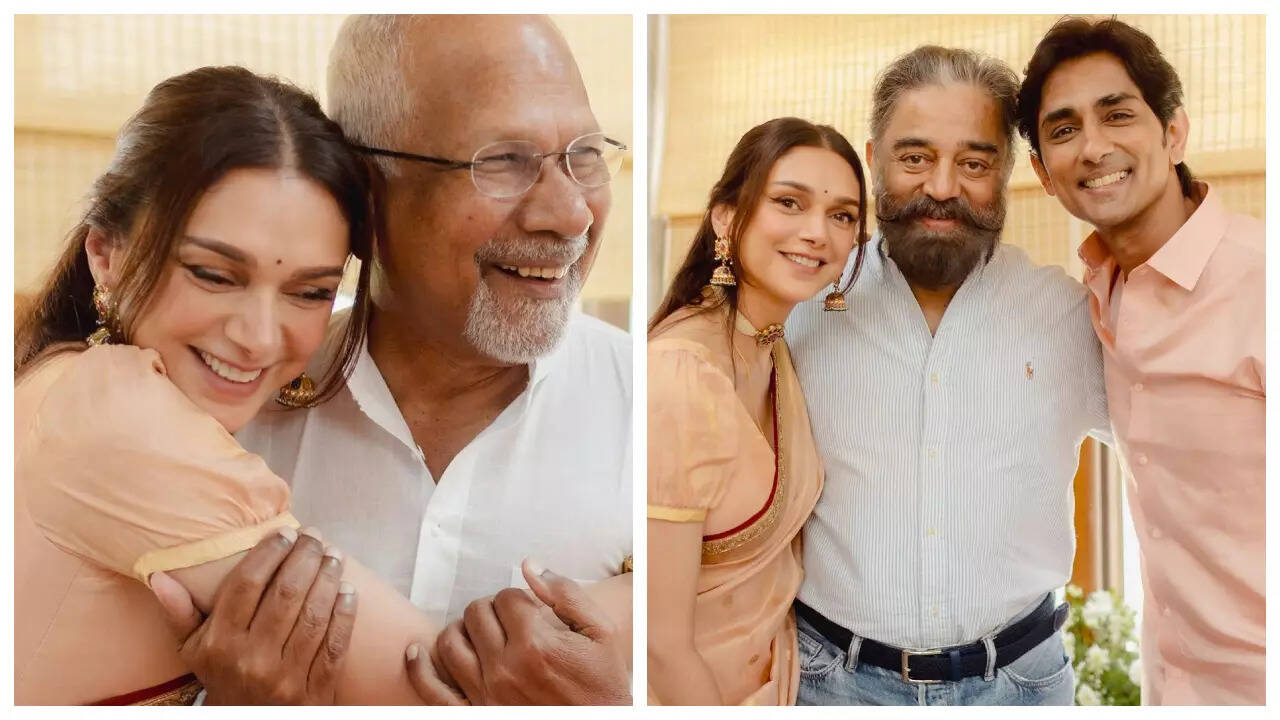 Aditi-Siddharth pose with Mani Ratnam-Kamal Haasan