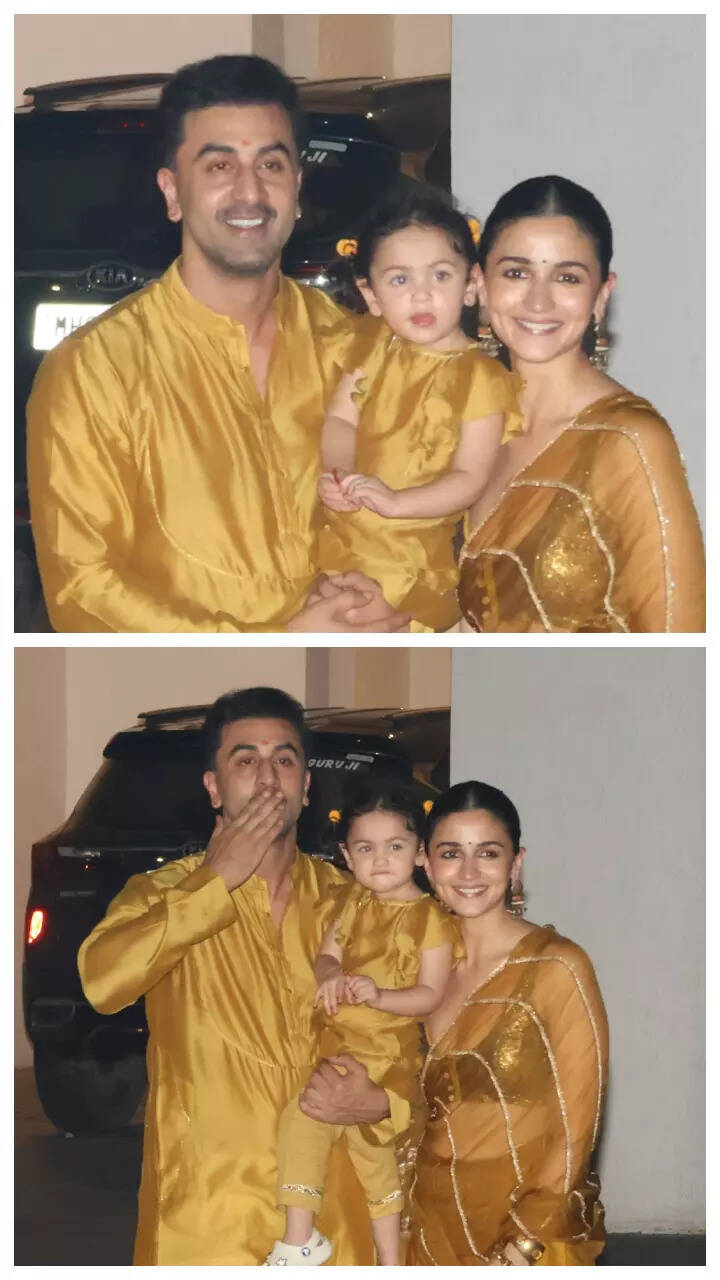 Ranbir, Alia, Raha step out in matching ethnic outfits