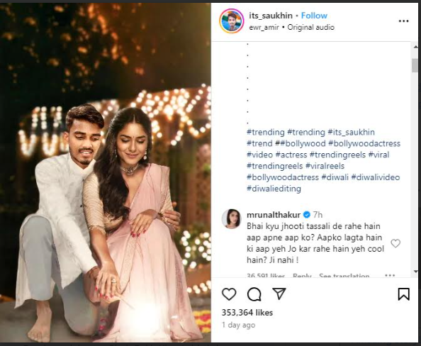 Mrunal Thakur reacts on photoshopped Diwali image