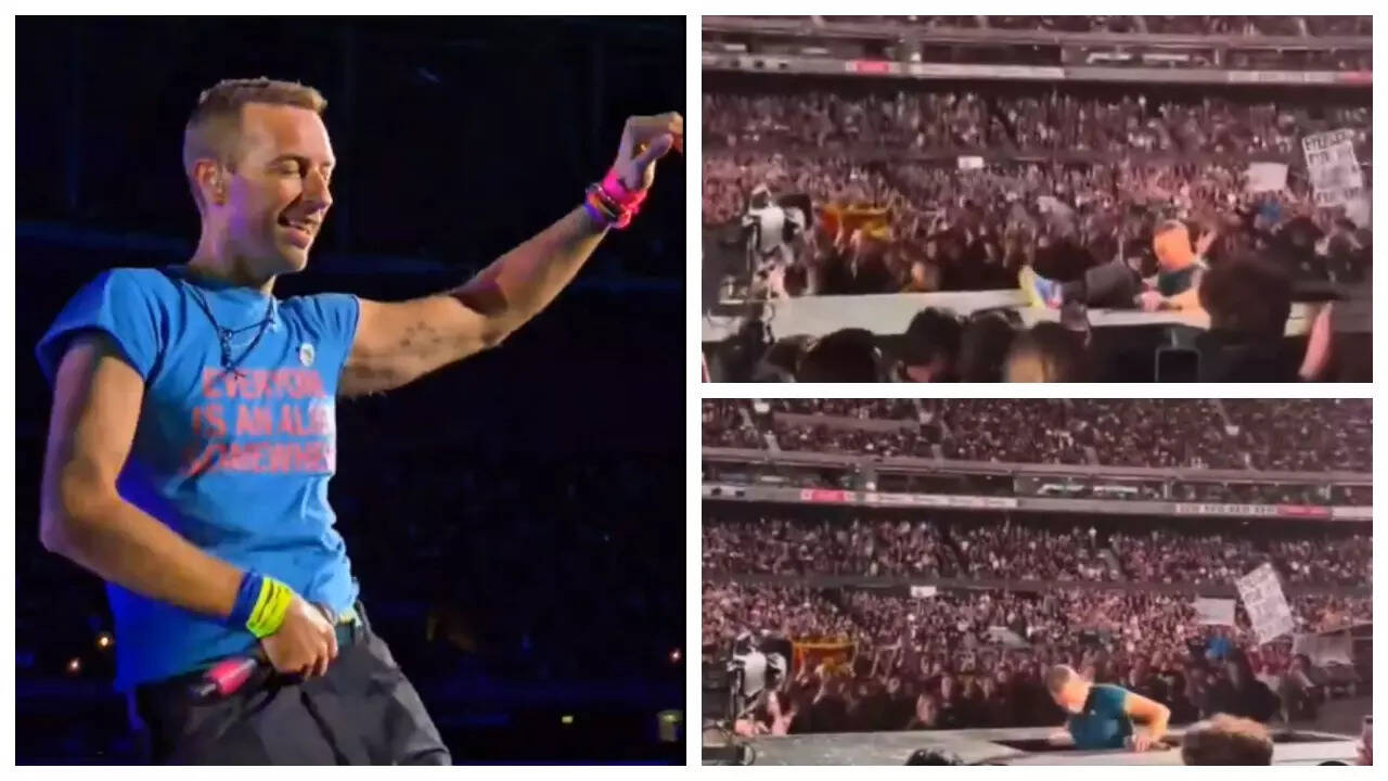 Coldplay's Chris falls through hole on stage - WATCH