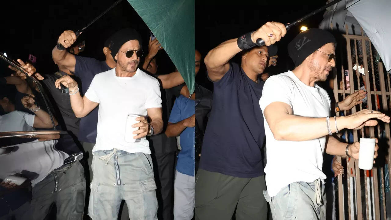 SRK covers his new hairdo at Mumbai's dubbing studio