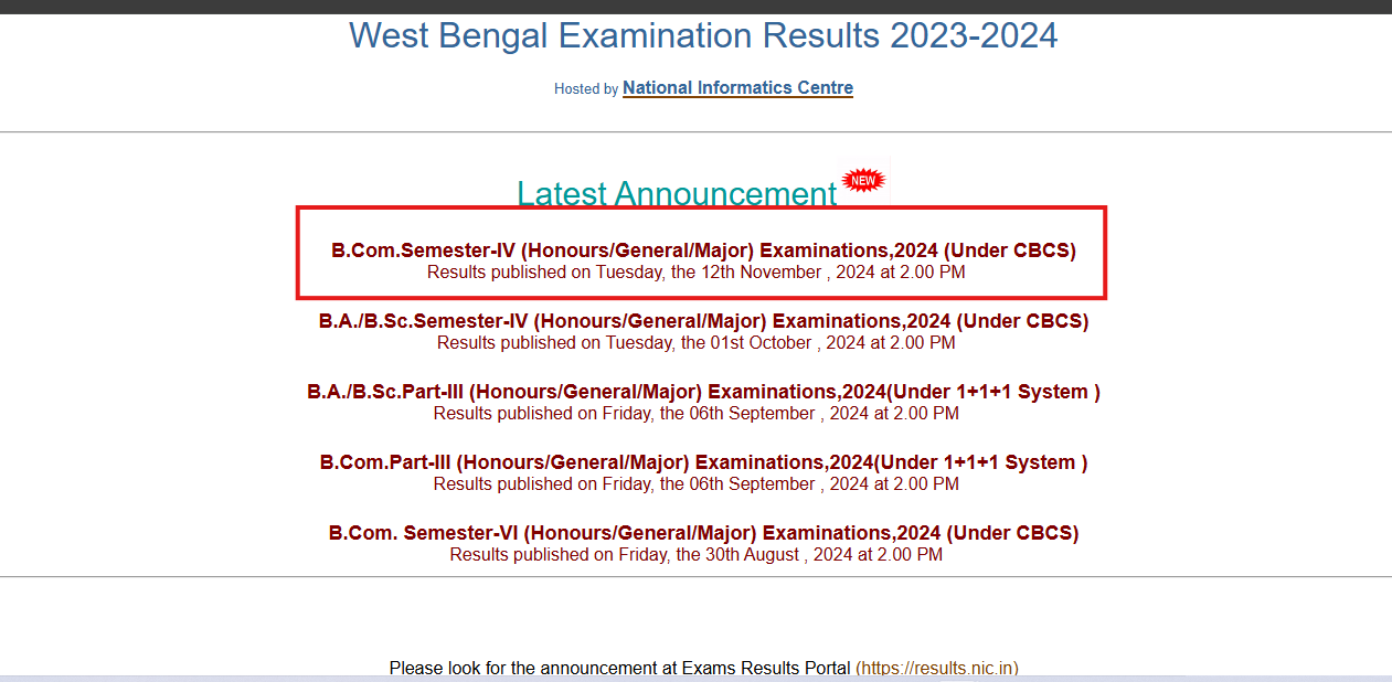 Calcutta University B.Com Semester 4 Result 2024 Released at wbresults.nic.in: Direct Link to Check Here