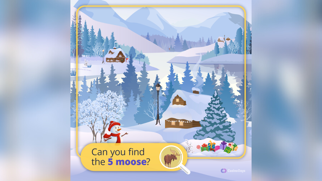 Do you love winter? Prove it by finding 5 moose hidden in the snowy land