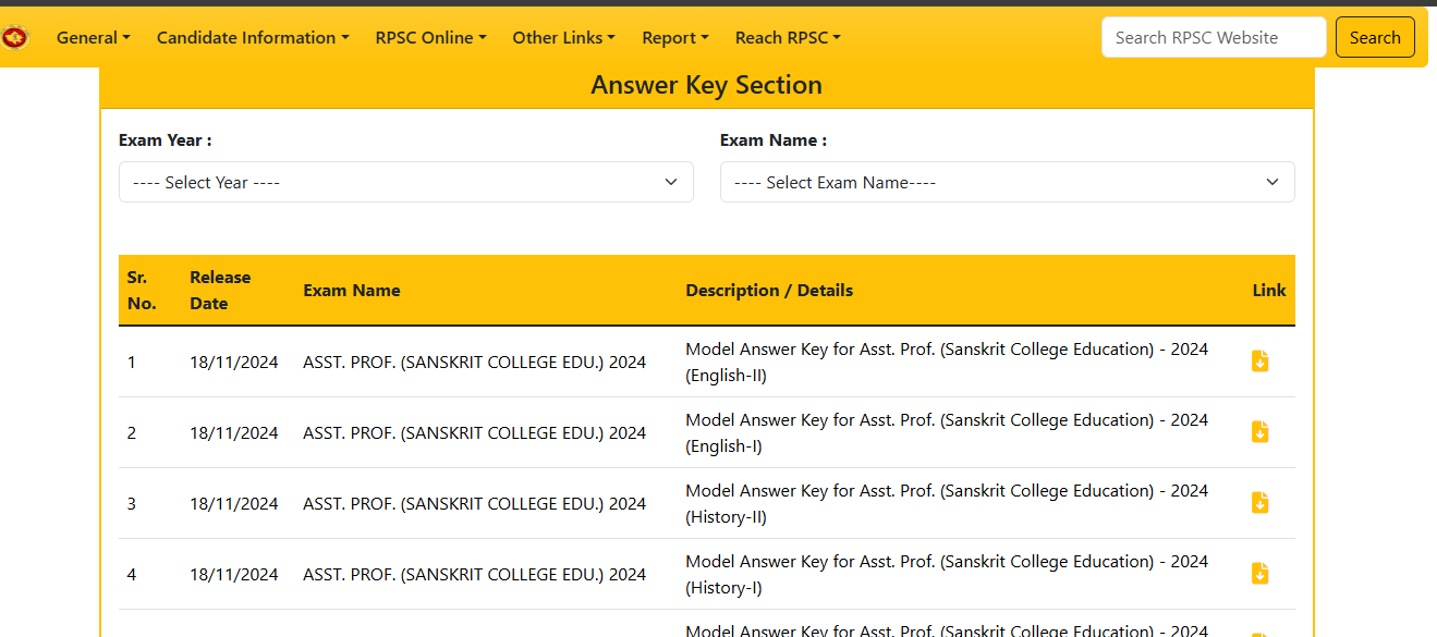 RPSC 2024 assistant professor model answer key released for English and other subjects: Check direct link here