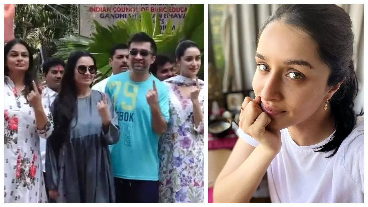 Shraddha mobbed by polling booth workers for selfie