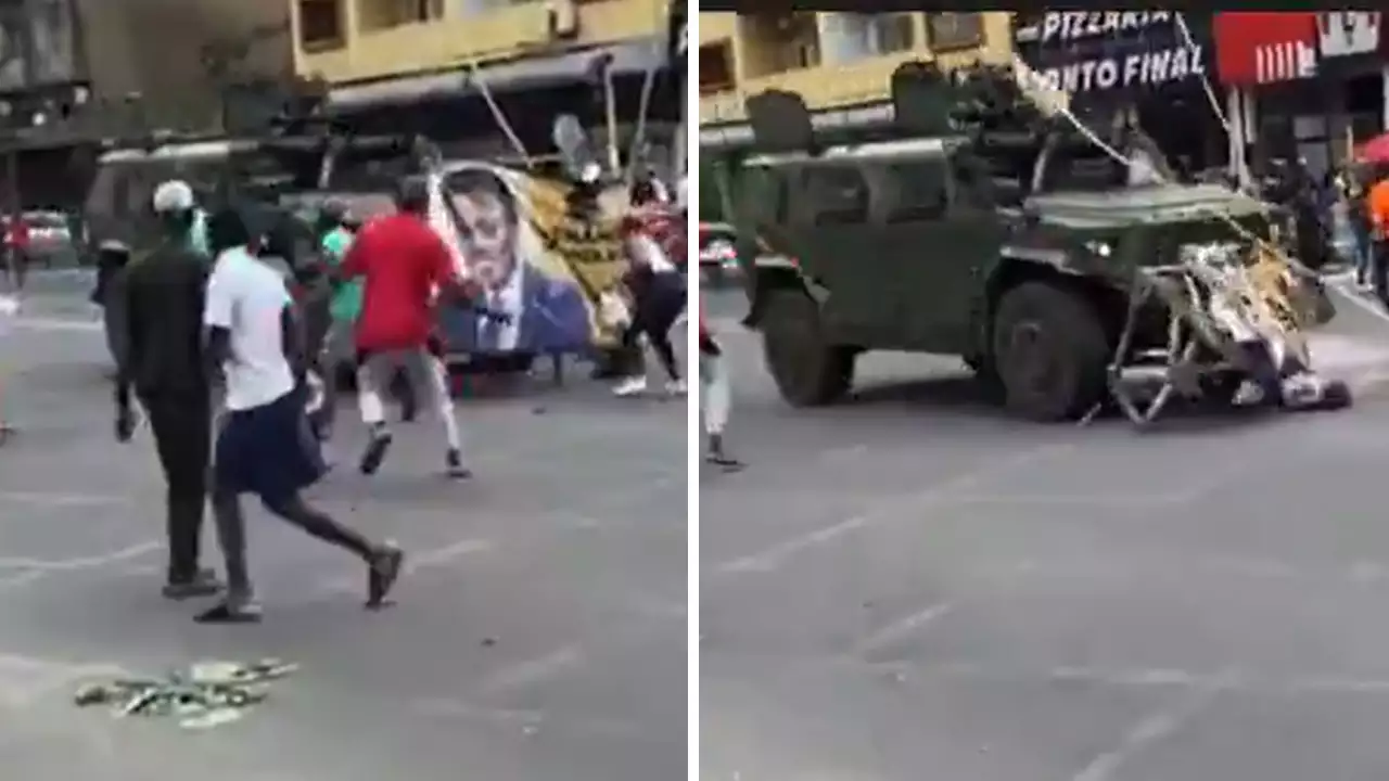 Watch: Military vehicle mows down woman protesting rigged elections in Mozambique